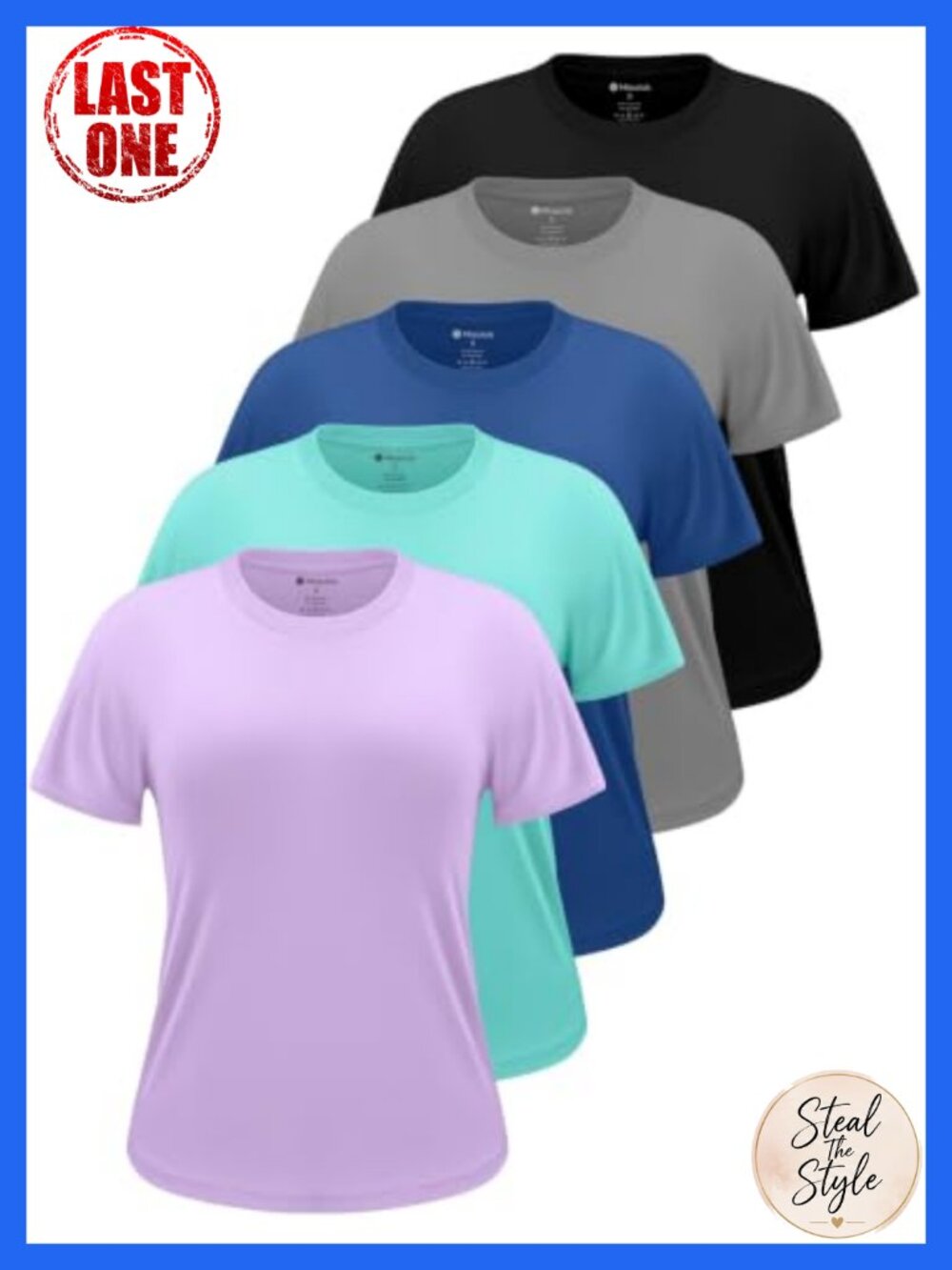 5 Pack Womens Workout Shirts Dry Fit UPF 50+ Athletic Tees